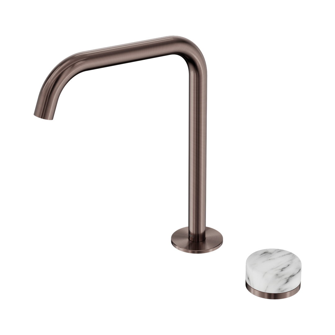 Nero Serenity Progressive Bath/Kitchen Mixer Edge Spout With Arabescato Corchia Handle Brushed Bronze