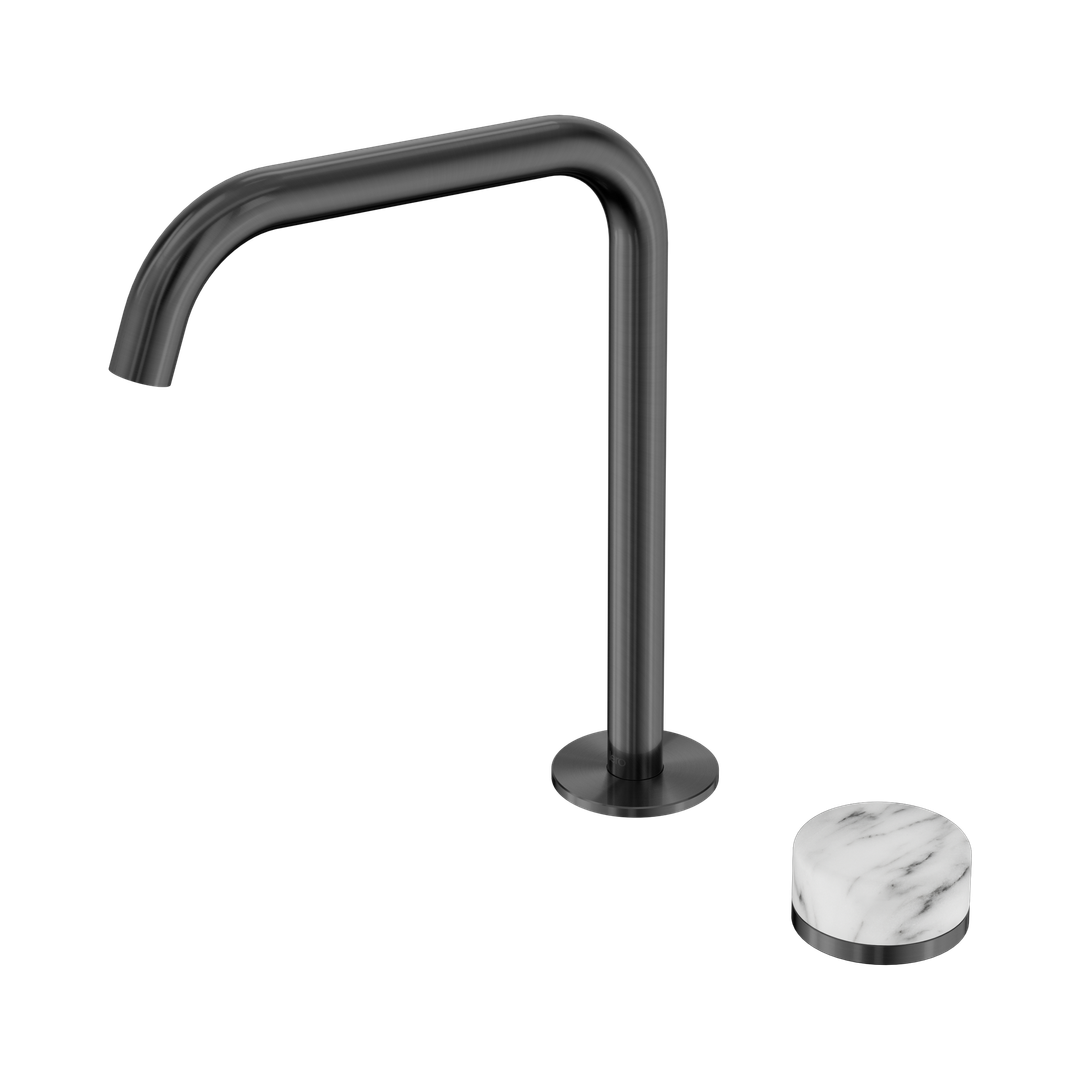 Nero Serenity Progressive Bath/Kitchen Mixer Edge Spout With Arabescato Corchia Handle Gun Metal