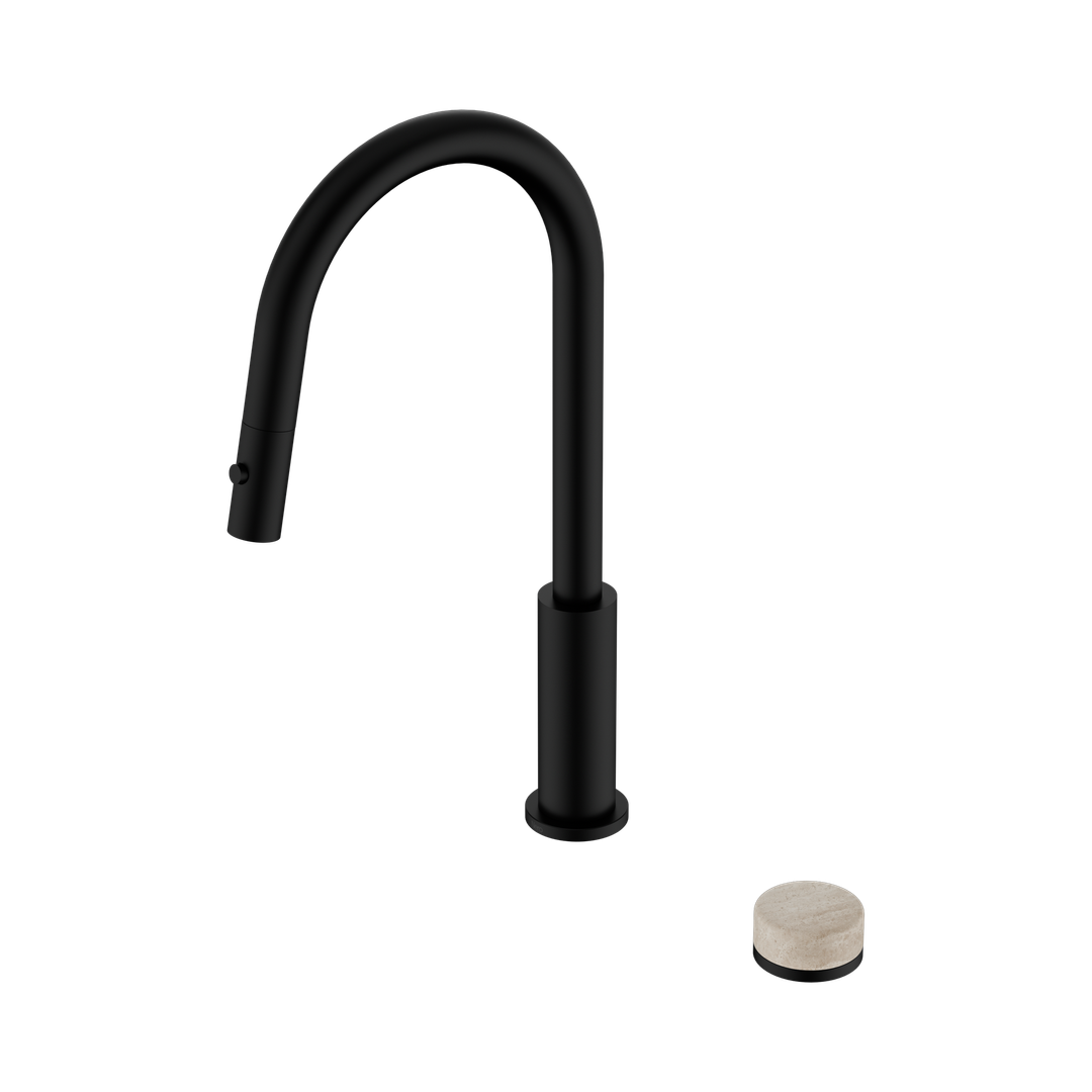Nero Serenity Progressive Pull Out Kitchen Set With Rome Travertine Handle Matte Black
