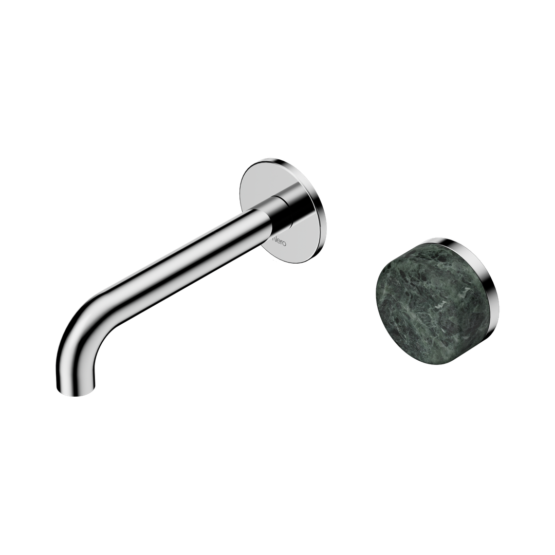 Nero Serenity Progressive Wall Basin Mixer 160Mm Spout With Verde Alpi Handle Chrome