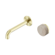 Nero Serenity Progressive Wall Basin Mixer 160Mm Spout Brushed Gold Rome Travertine Handle