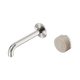 Nero Serenity Progressive Wall Basin Mixer 160Mm Spout Brushed Nickel With Rome Travertine Handle
