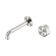 Nero Serenity Progressive Wall Basin Mixer 160Mm Spout Brushed Nickel With Metal Handle