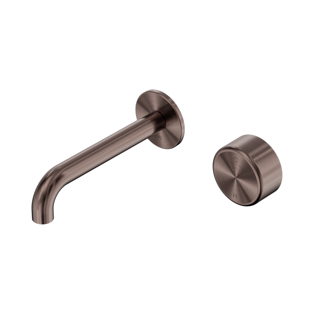 Nero Serenity Progressive Wall Basin Mixer 160Mm Spout With Metal Handle Brushed Bronze