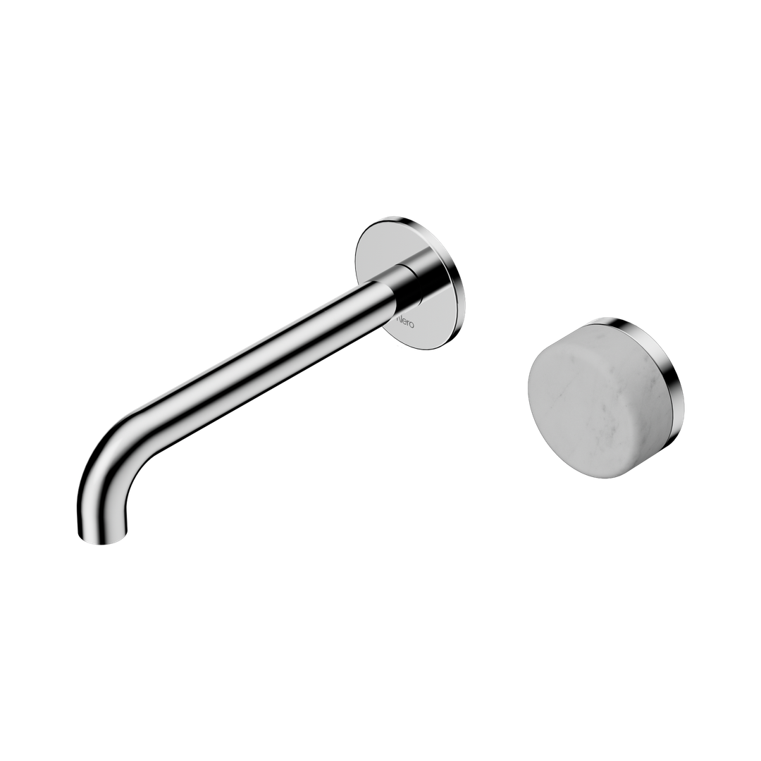 Nero Serenity Progressive Wall Basin Mixer 185Mm Spout With Carrara Handle Chrome