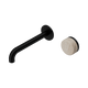 Nero Serenity Progressive Wall Basin Mixer 185Mm Spout Matte Black With Rome Travertine Handle