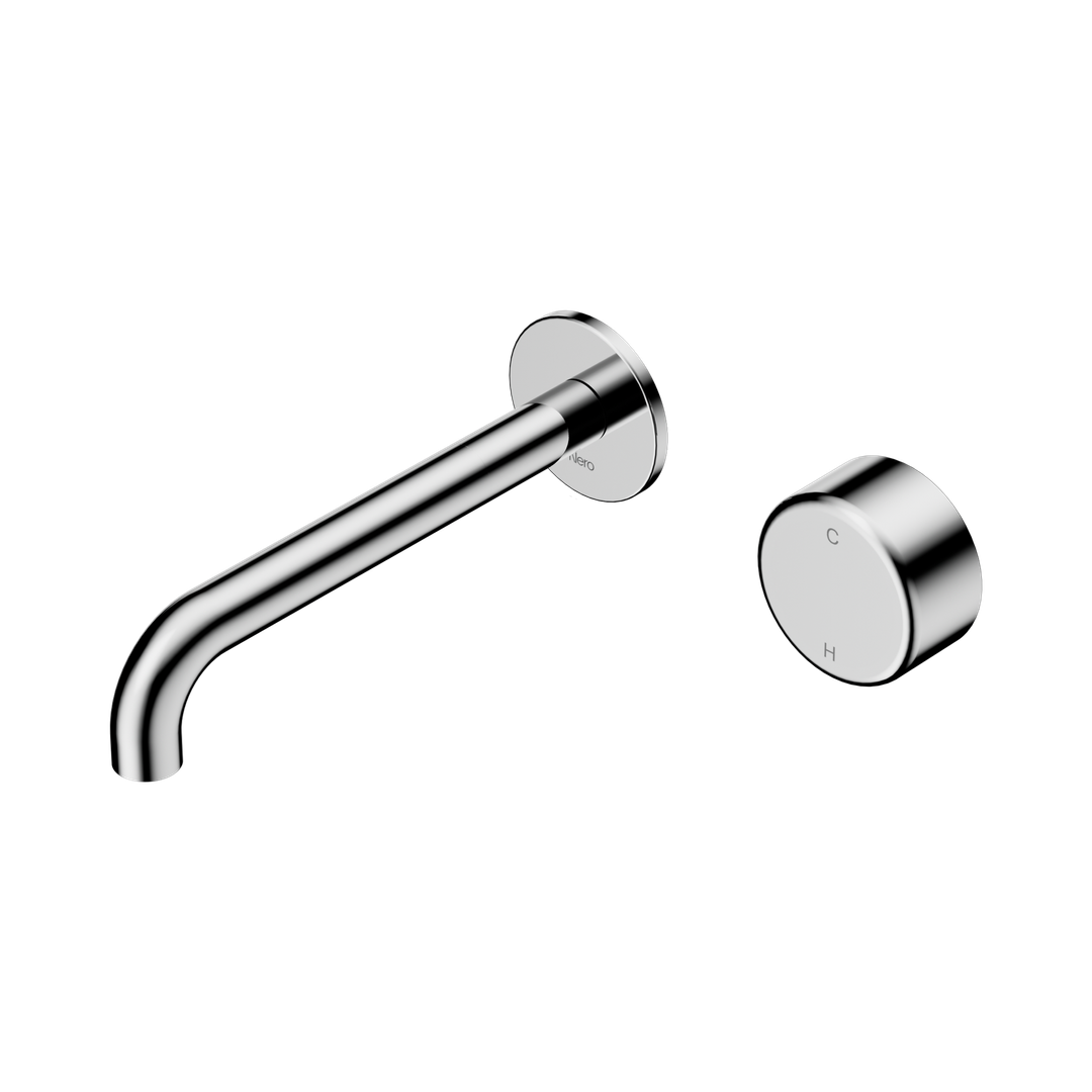 Nero Serenity Progressive Wall Basin Mixer 185Mm Spout With Metal Handle Chrome