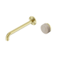 Nero Serenity Progressive Wall Basin Mixer 220Mm Spout Brushed Gold Rome Travertine Handle