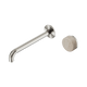 Nero Serenity Progressive Wall Basin Mixer 220Mm Spout Brushed Nickel With Rome Travertine Handle