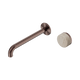 Nero Serenity Progressive Wall Basin Mixer 220Mm Spout Brushed Bronze With Rome Travertine Handle