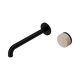 Nero Serenity Progressive Wall Basin Mixer 220Mm Spout Matte Black With Rome Travertine Handle