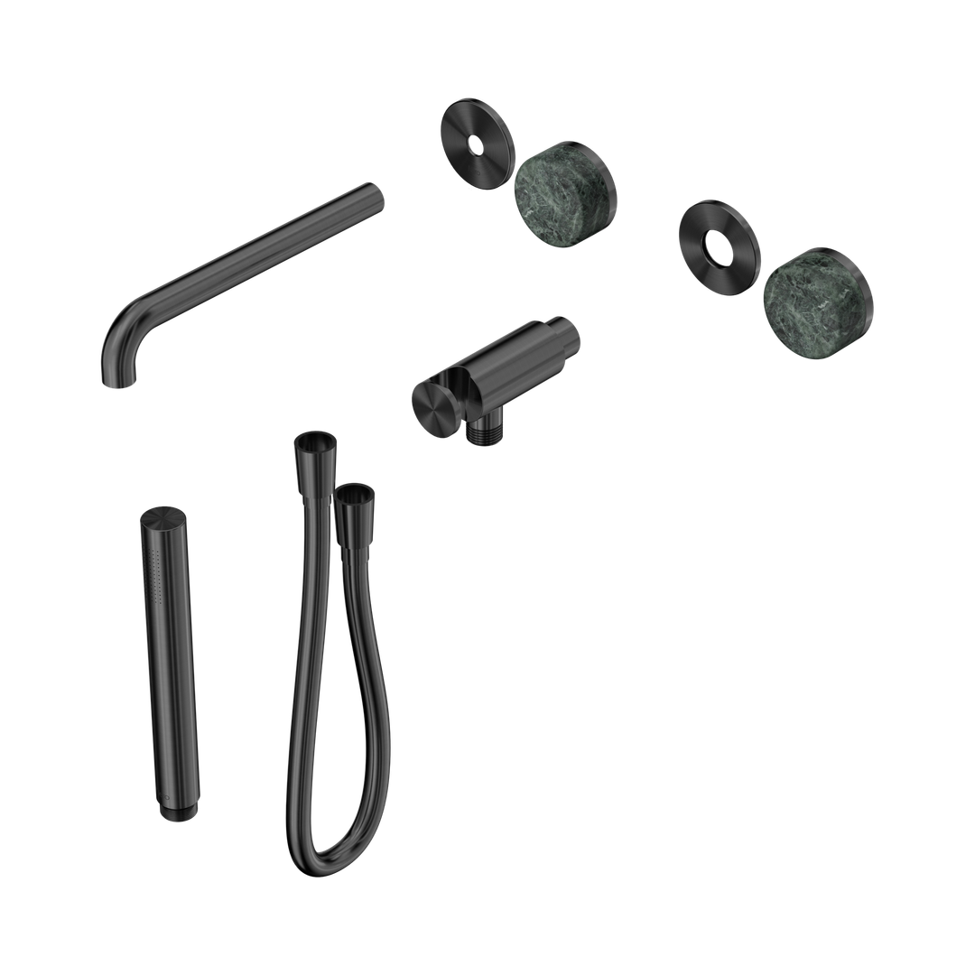Nero Serenity Progressive Shower System With Spout With Verde Alpi Handle & Slim Shower Trim Kit Only Gun Metal
