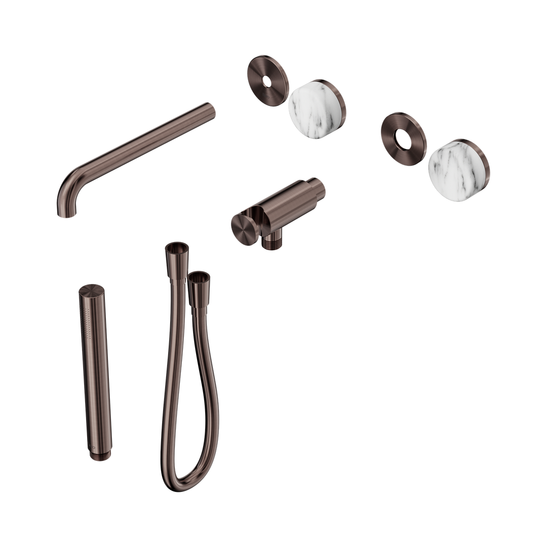 Nero Serenity Progressive Shower System With Spout Arabescato Corchia Handle & Slim Shower Trim Kit Only Brushed Bronze