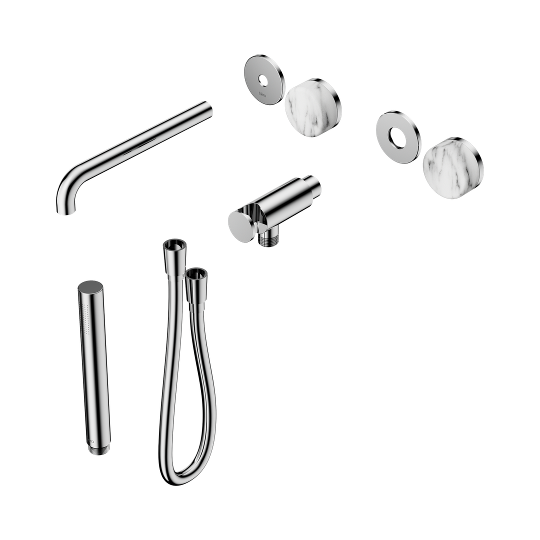 Nero Serenity Progressive Shower System With Spout Arabescato Corchia Handle & Slim Shower Trim Kit Only Chrome