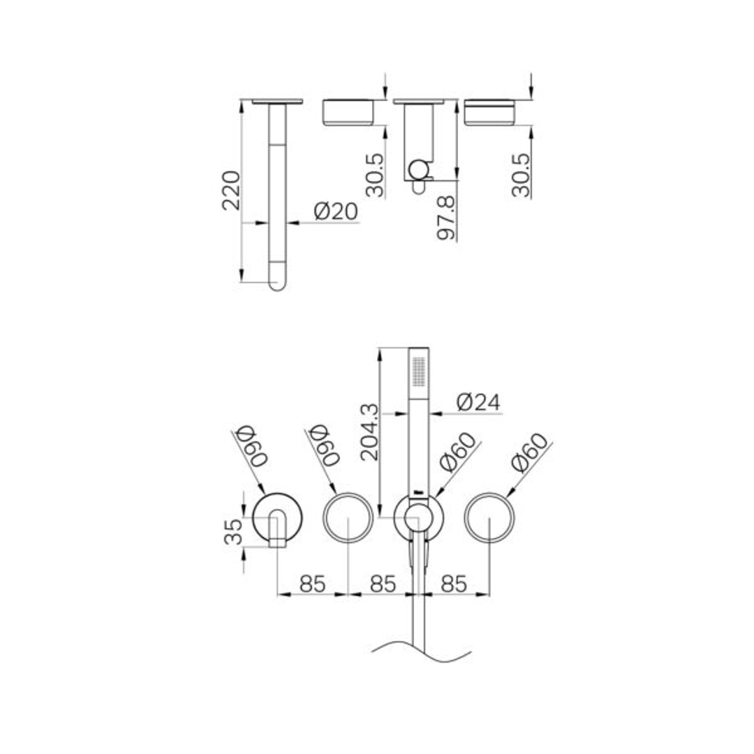 Nero Serenity Progressive Shower System With Spout With Metal Handle & Slim Shower Trim Kit Only Brushed Gold