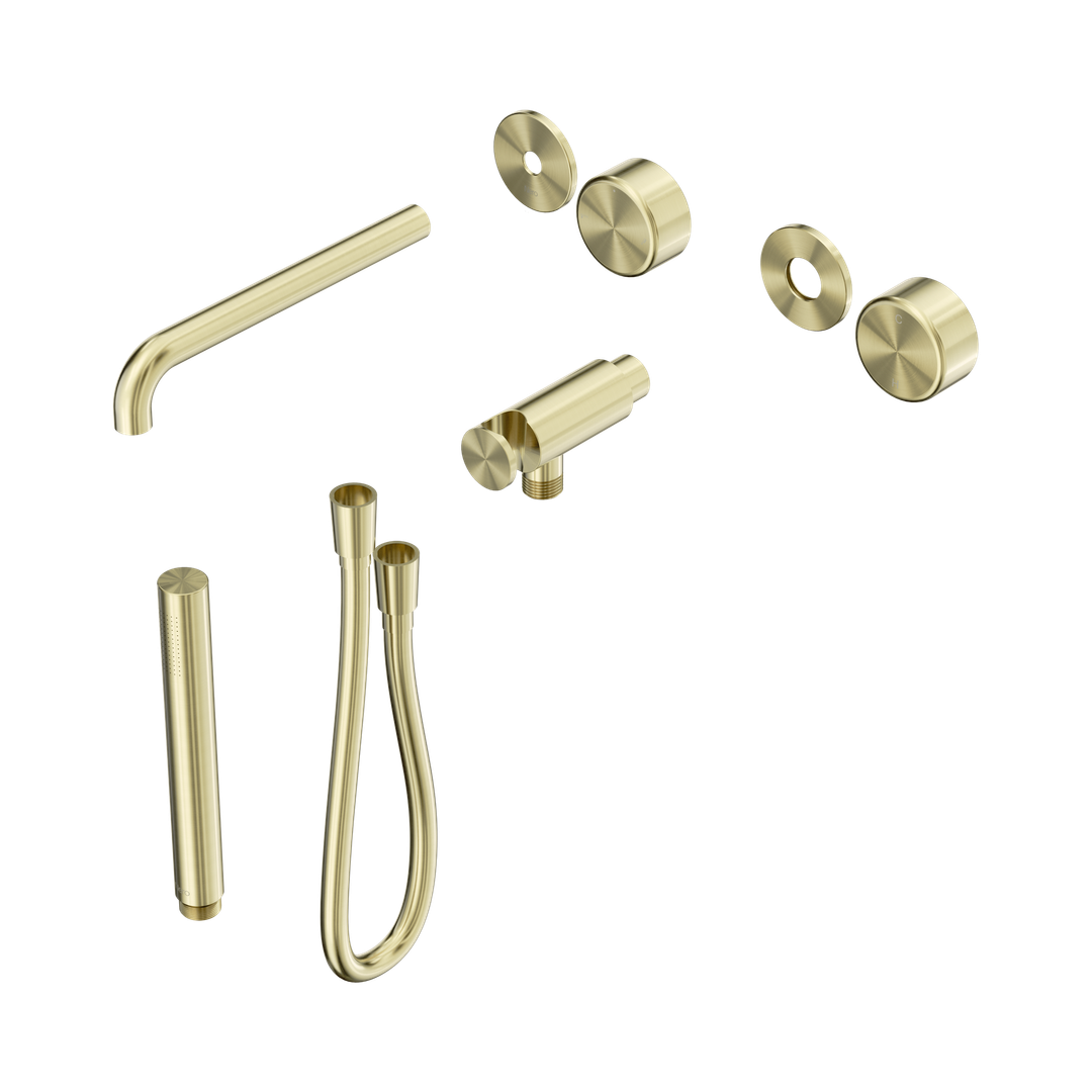 Nero Serenity Progressive Shower System With Spout With Metal Handle & Slim Shower Trim Kit Only Brushed Gold