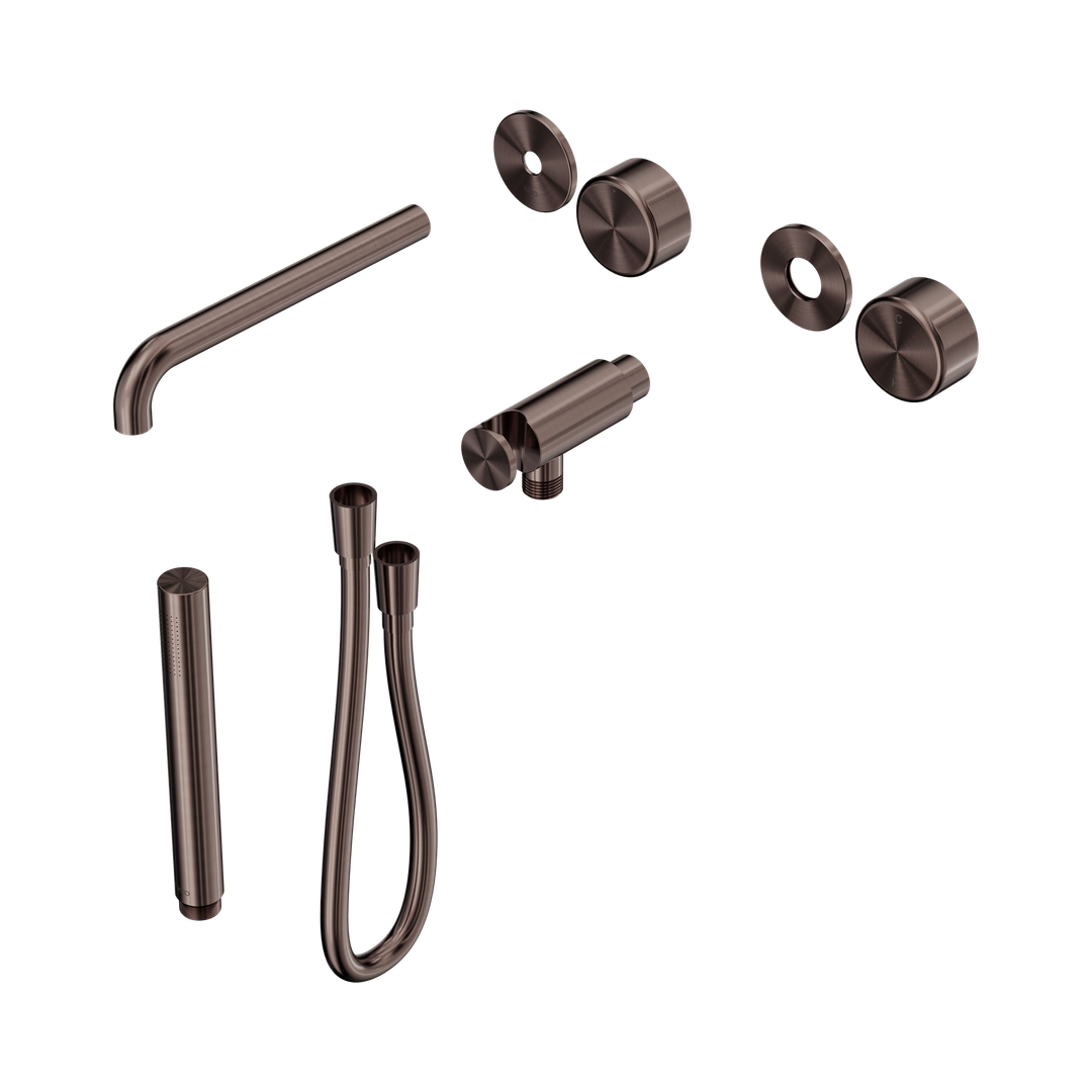 Nero Serenity Progressive Shower System With Spout WithMetal Handle & Slim Shower Trim Kit Only Brushed Bronze