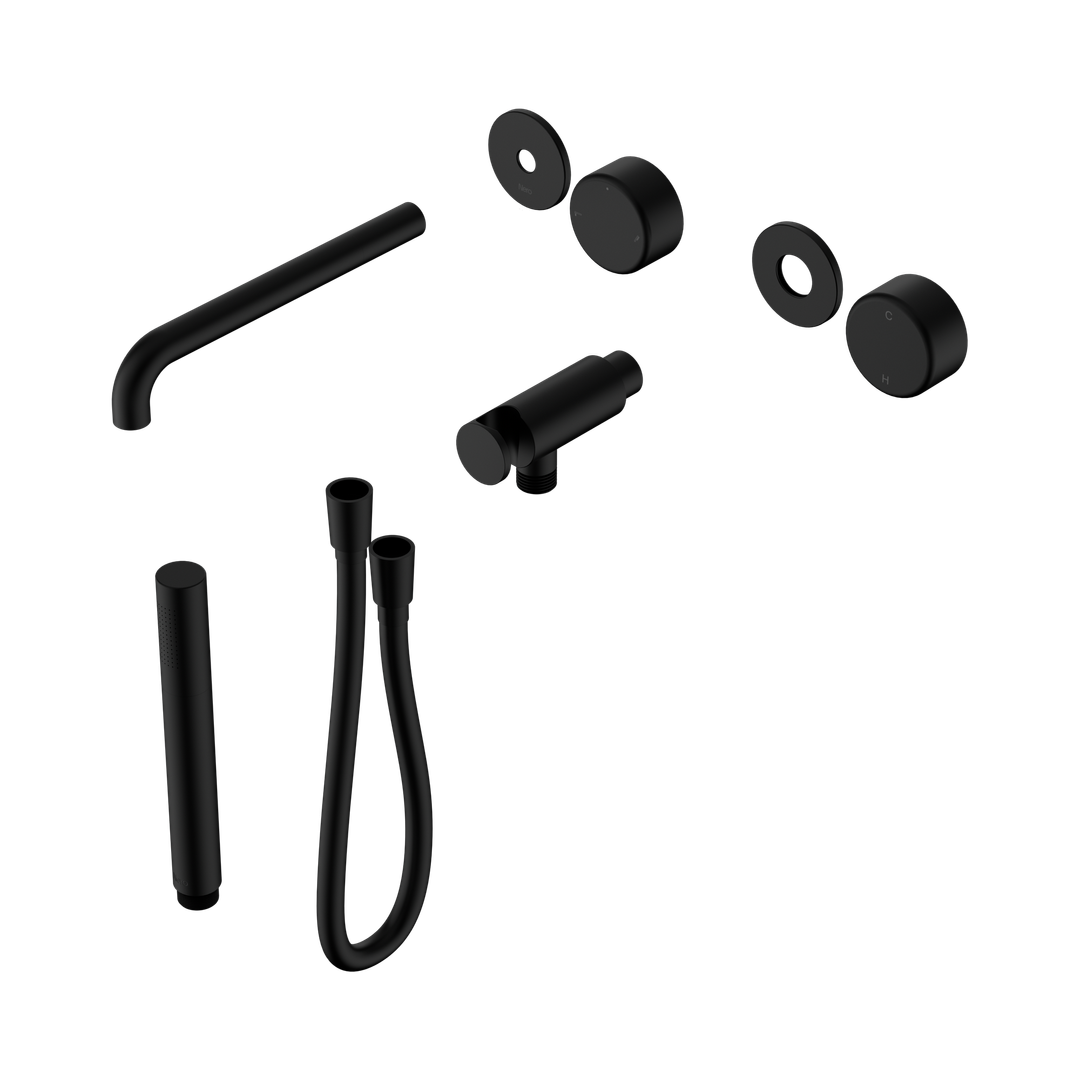 Nero Serenity Progressive Shower System With Spout With Metal Handle & Slim Shower Trim Kit Only Matte Black