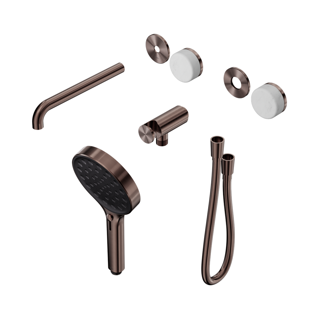 Nero Serenity Progressive Shower System With Spout Carrara Handle & Serenity Hand Shower Trim Kit Only Brushed Bronze