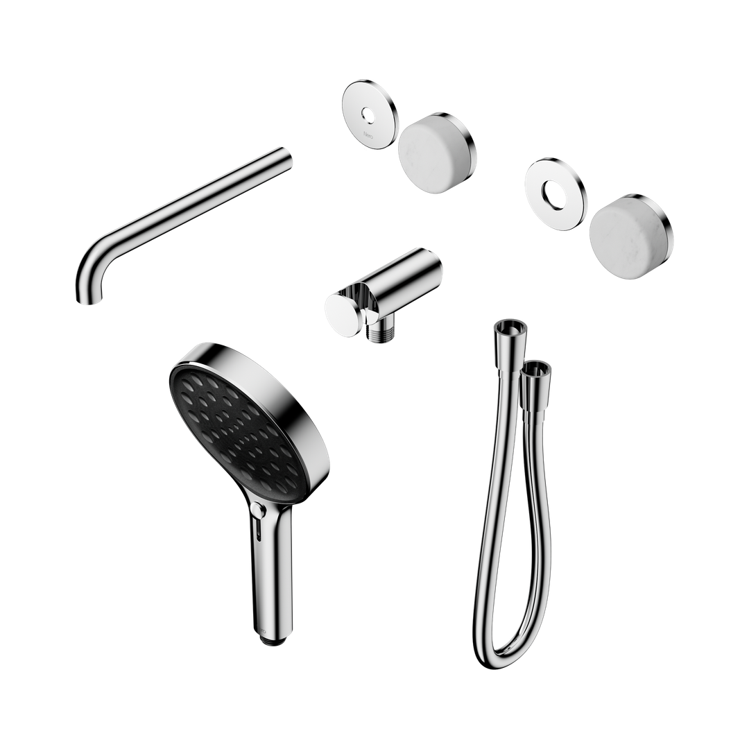 Nero Serenity Progressive Shower System With Spout Carrara Handle & Serenity Hand Shower Trim Kit Only Chrome