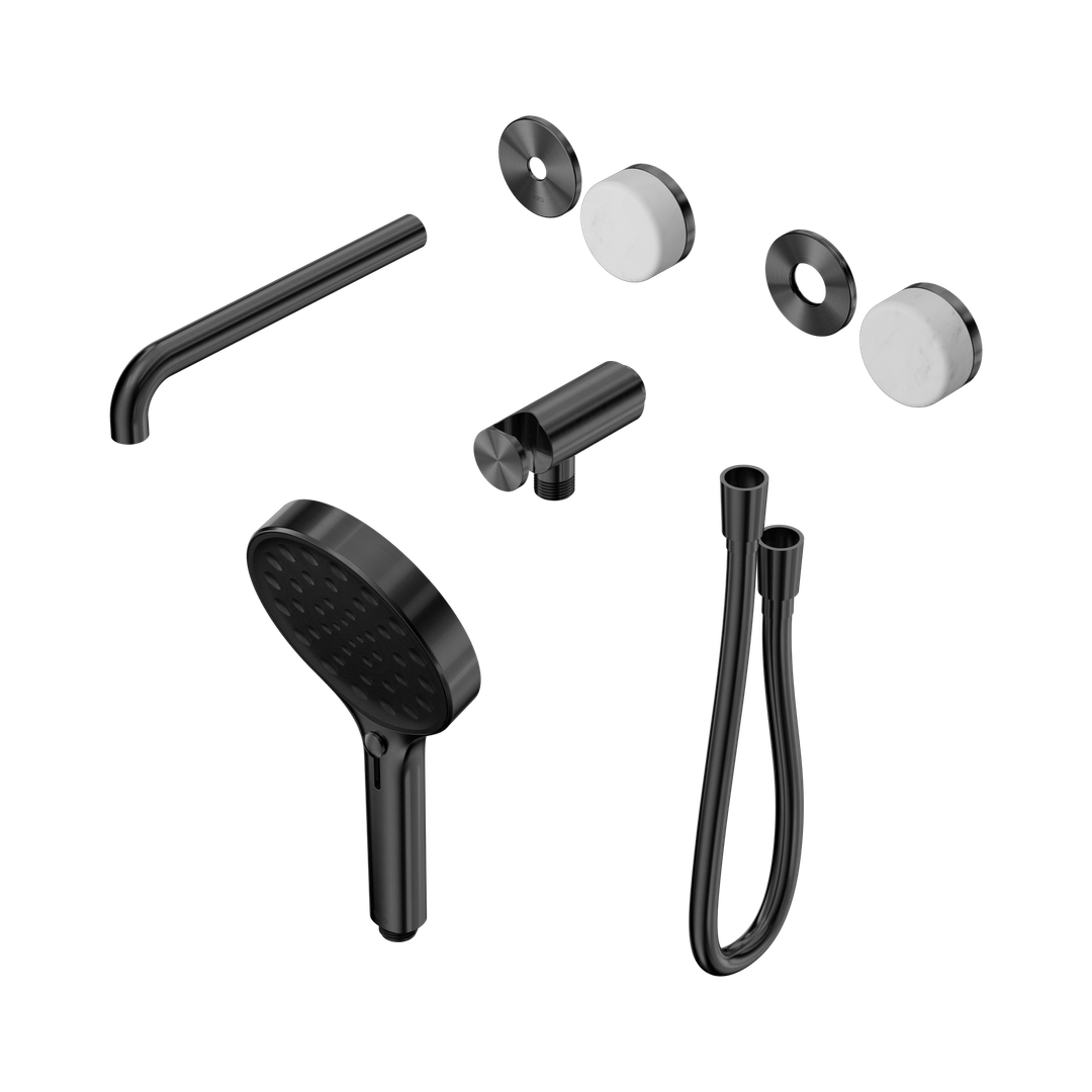 Nero Serenity Progressive Shower System With Spout Carrara Handle & Serenity Hand Shower Trim Kit Only Gun Metal