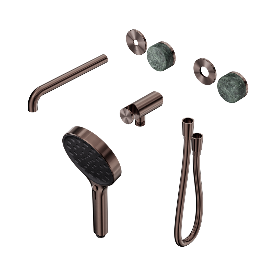 Nero Serenity Progressive Shower With Spout Verde Alpi Handle & Serenity Hand Shower Trim Kit Only Brushed Bronze