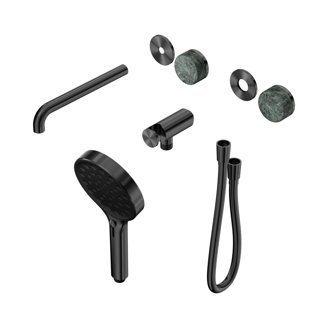 Nero Serenity Progressive Shower System With Spout Verde Alpi Handle & Serenity Hand Shower Trim Kit Only Gun Metal