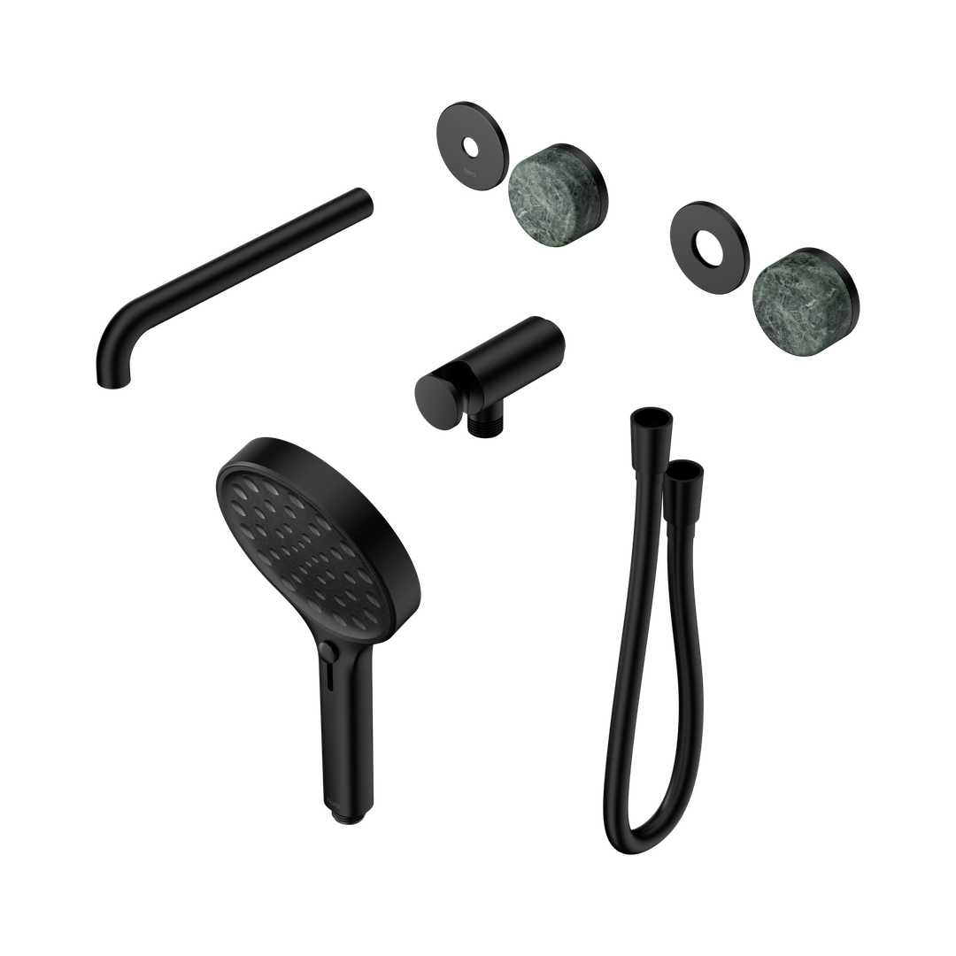 Nero Serenity Progressive Shower With Spout Verde Alpi Handle & Serenity Hand Shower Trim Kit Only Matte Black