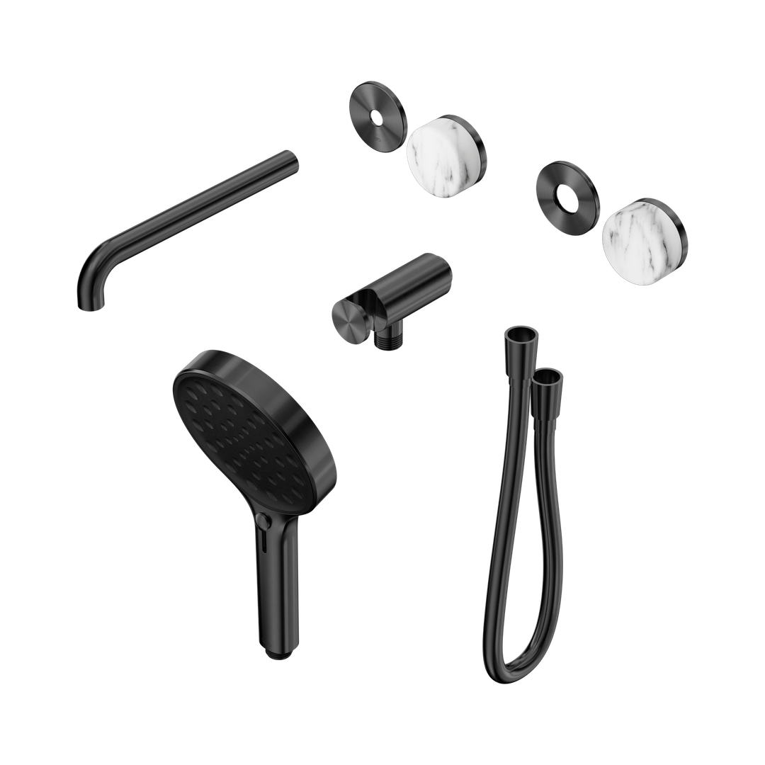 Nero Serenity Progressive Shower With Spout Corchia Handle & Serenity Hand Shower Trim Kit Only Gun Metal