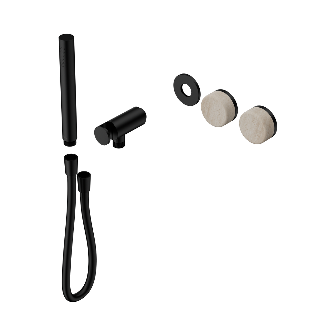 Nero Serenity Progressive Shower System Rome Travertine Handle & Slim Shower Trim Kit Only Matte Black