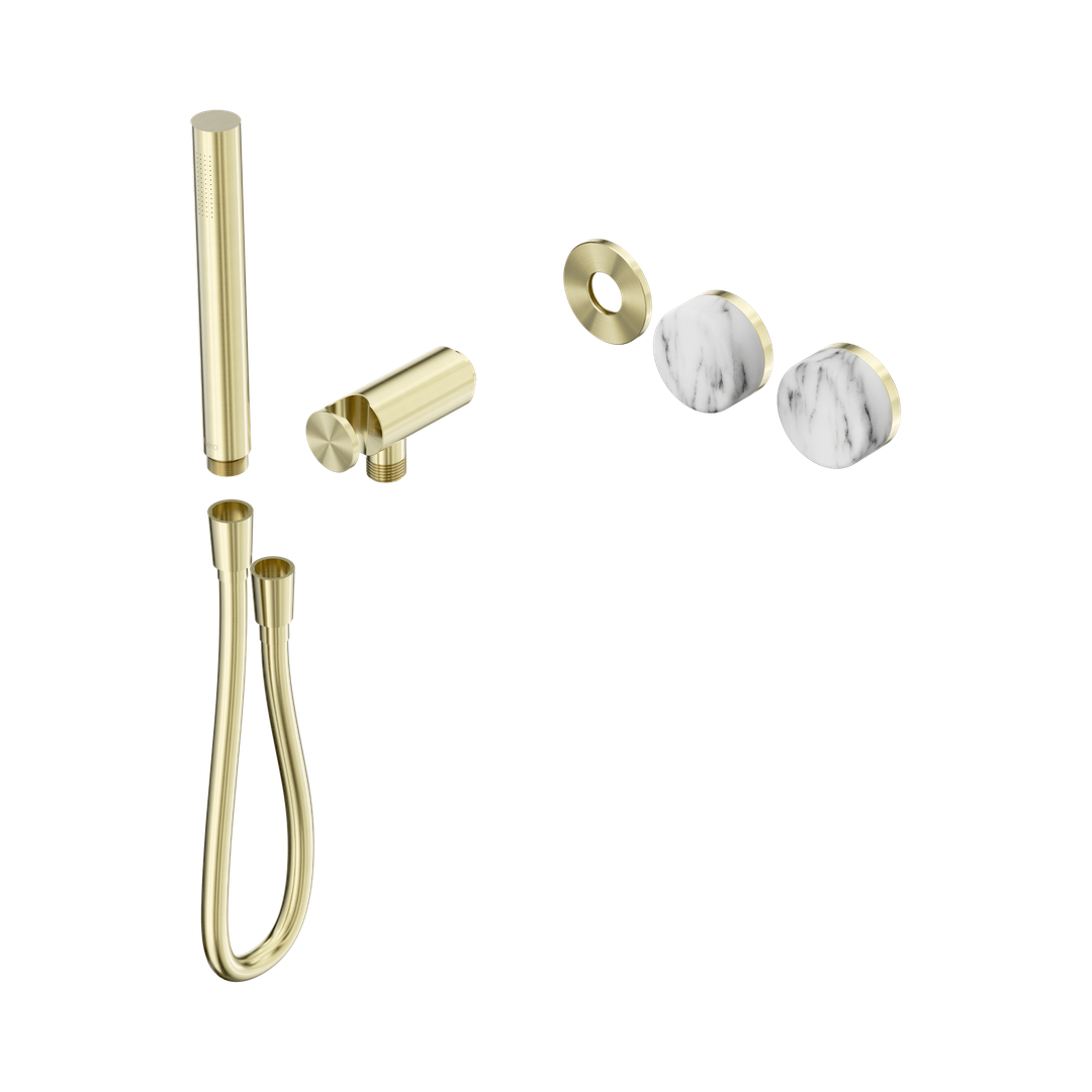 Nero Serenity Progressive Shower System Arabescato Corchia Handle & Slim Shower Trim Kit Only Brushed Gold