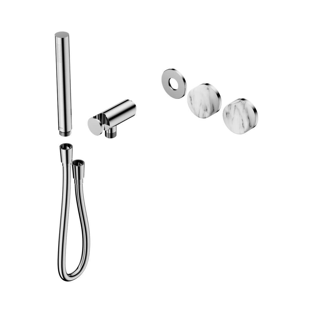 Nero Serenity Progressive Shower System With Arabescato Corchia Handle & Slim Shower Trim Kit Only Chrome