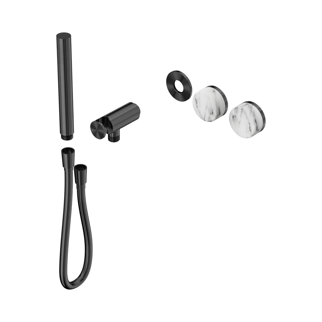 Nero Serenity Progressive Shower System With Arabescato Corchia Handle & Slim Shower Trim Kit Only Gun Metal