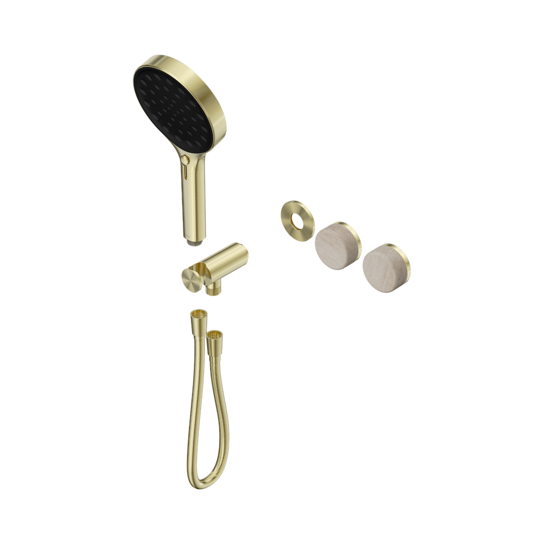Nero Serenity Progressive Shower System Rome Travertine Handle & Serenity Hand Shower Trim Kit Only Brushed Gold