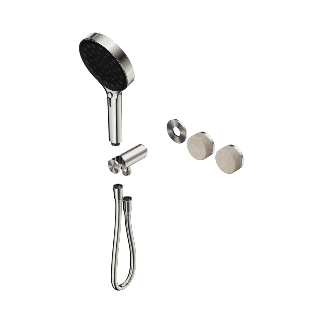Nero Serenity Progressive Shower System Rome Travertine Handle & Serenity Hand Shower Trim Kit Only Brushed Nickel