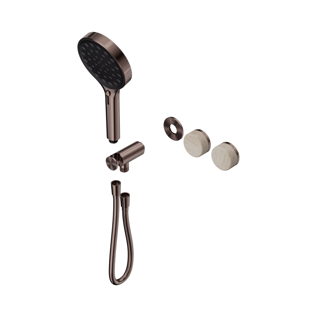 Nero Serenity Progressive Shower System Rome Travertine Handle & Serenity Hand Shower Trim Kit Only Brushed Bronze