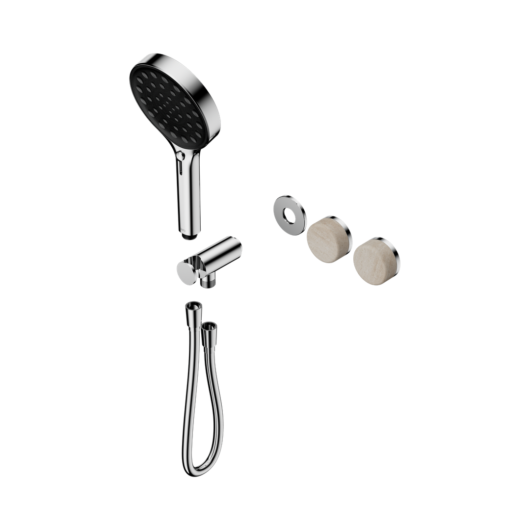 Nero Serenity Progressive Shower System Rome Travertine Handle & Serenity Hand Shower Trim Kit Only Chrome