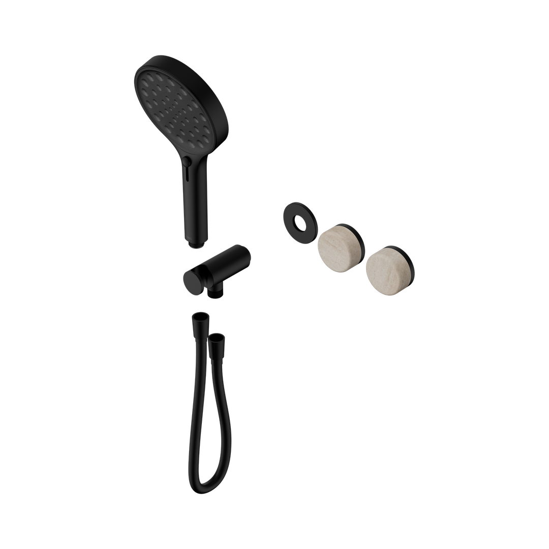 Nero Serenity Progressive Shower System Rome Travertine Handle & Serenity Hand Shower Trim Kit Only Matte Black