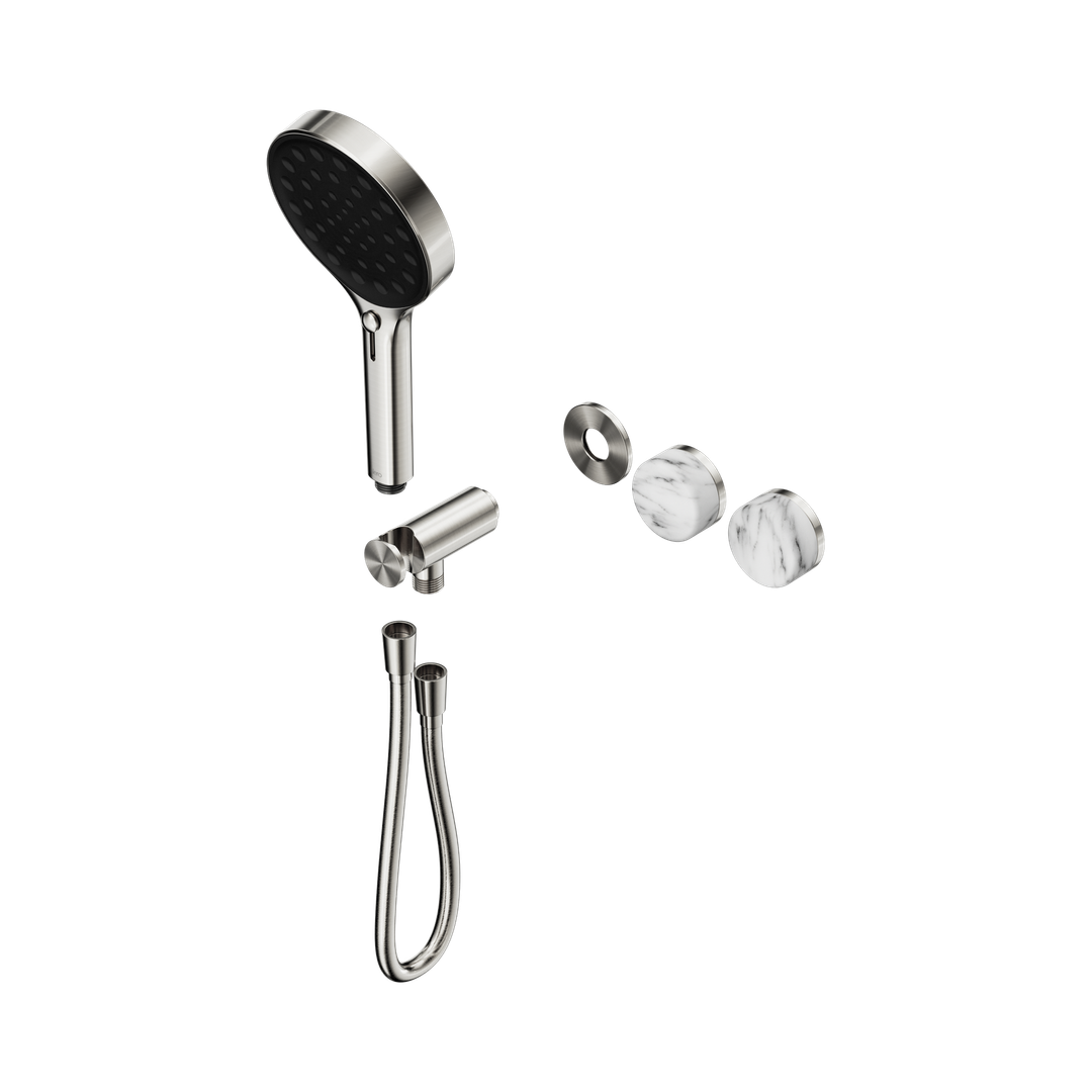 Nero Serenity Progressive Shower System Arabescato Corchia Handle & Serenity Hand Shower Trim Kit Only Brushed Nickel