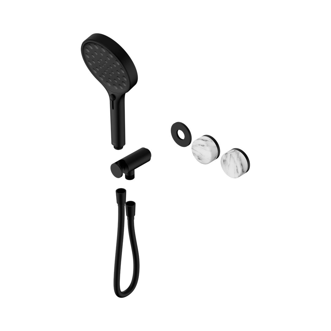 Nero Serenity Progressive Shower System Arabescato Corchia Handle & Serenity Hand Shower Trim Kit Only Matte Black
