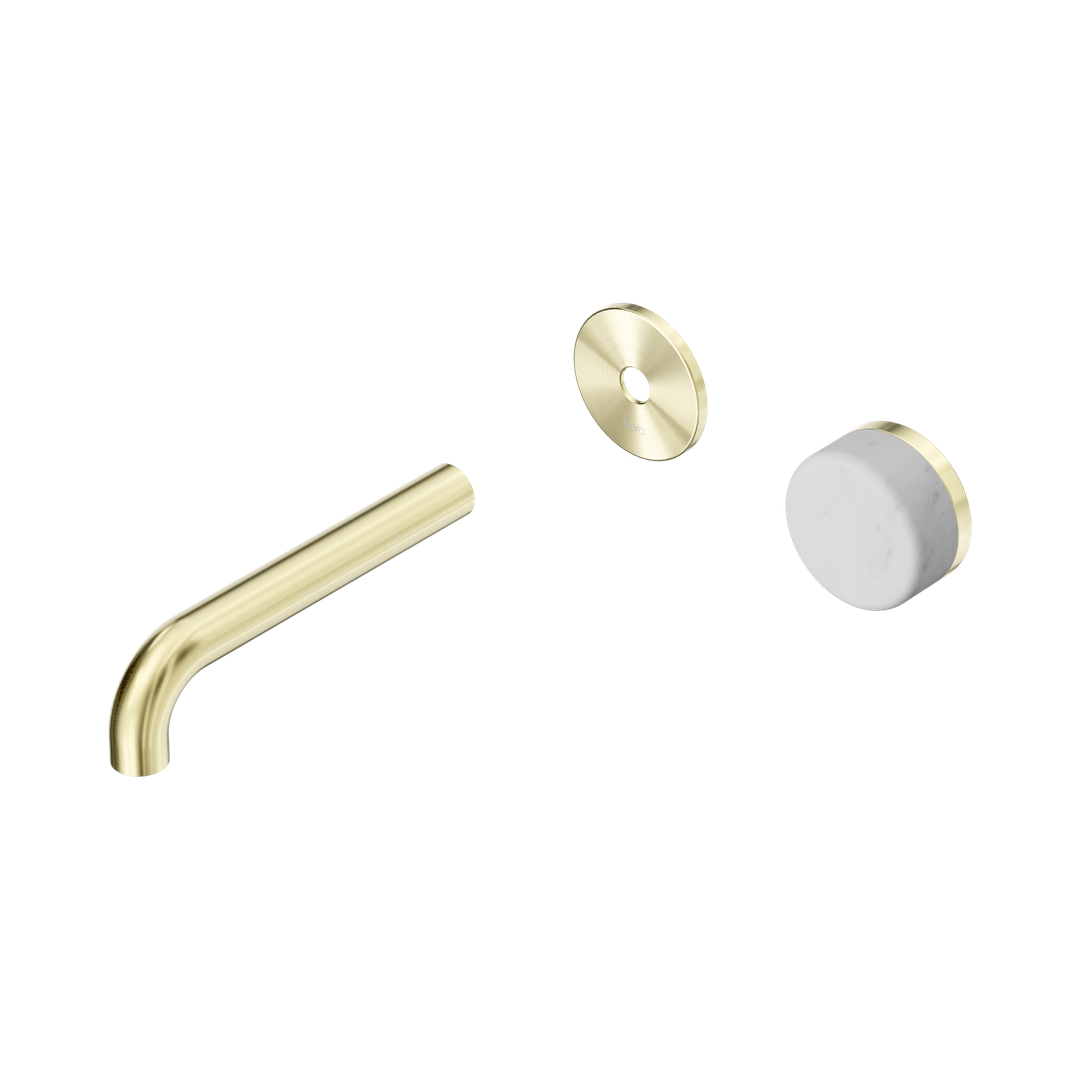 Nero Serenity Progressive Wall Basin Mixer 160Mm Spout With Carrara Handle Trim Kit Only Brushed Gold