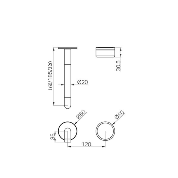 Nero Serenity Progressive Wall Basin Mixer 220Mm Spout With Carrara Handle Trim Kit Only Brushed Bronze