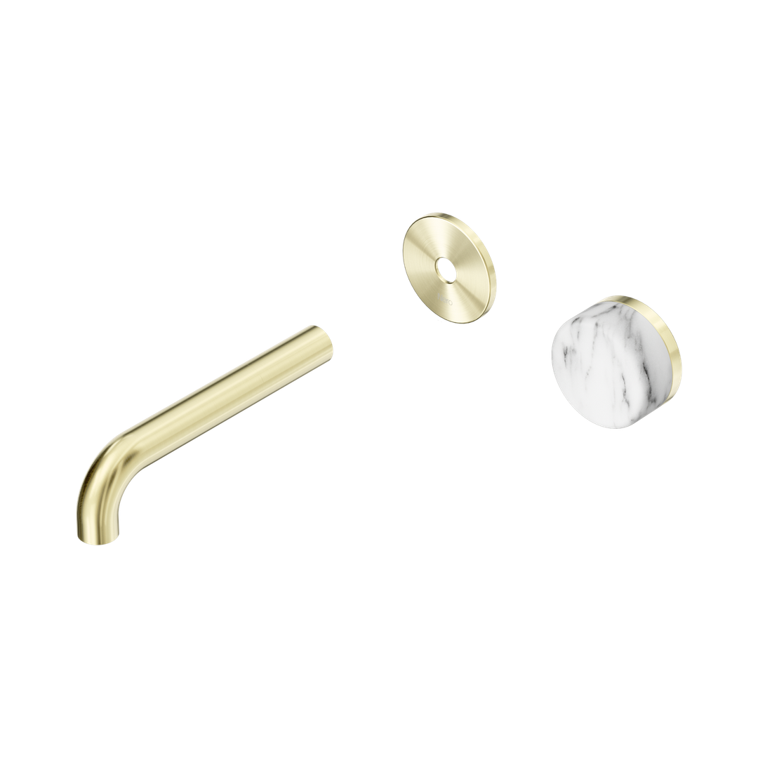 Nero Serenity Progressive Wall Basin Mixer 160Mm Spout Arabescato Corchia Handle Trim Kit Only Brushed Gold