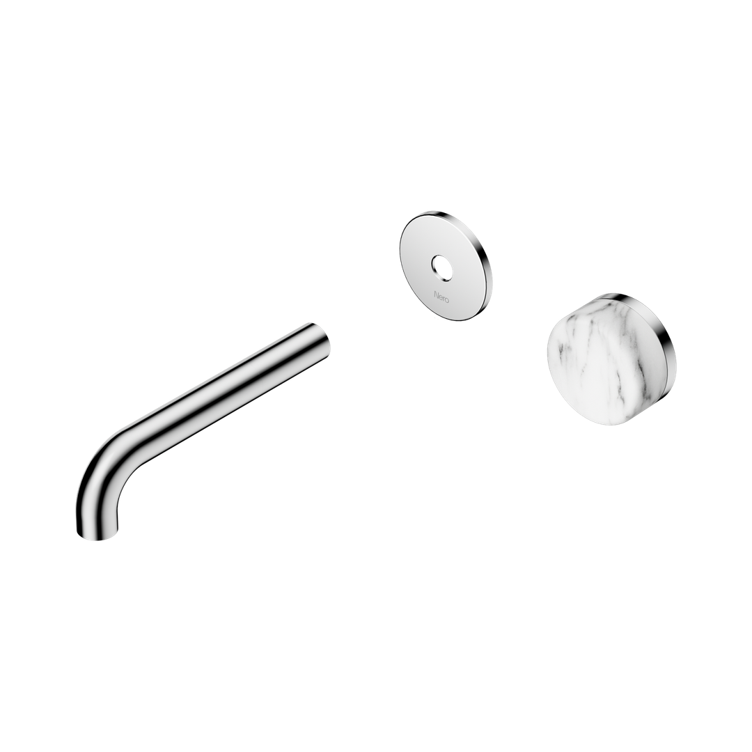 Nero Serenity Progressive Wall Basin Mixer 160Mm Spout With Arabescato Corchia Handle Trim Kit Only Chrome