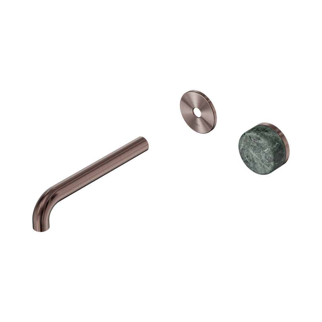 Nero Serenity Progressive Wall Basin Mixer 185Mm Spout With Verde Alpi Handle Trim Kit Only Brushed Bronze