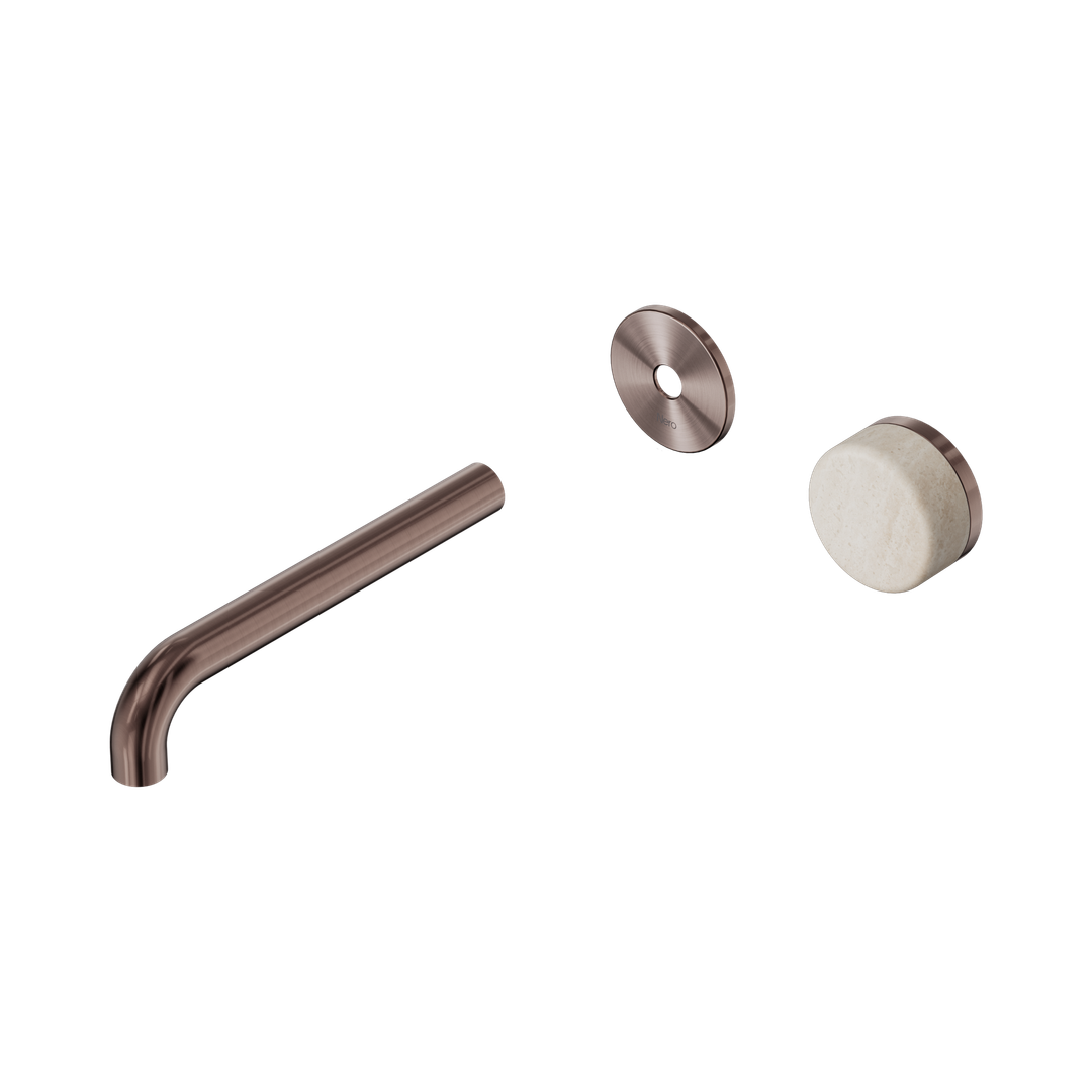 Nero Serenity Progressive Wall Basin Mixer 185Mm Spout Rome Travertine Handle Trim Kit Only Brushed Bronze