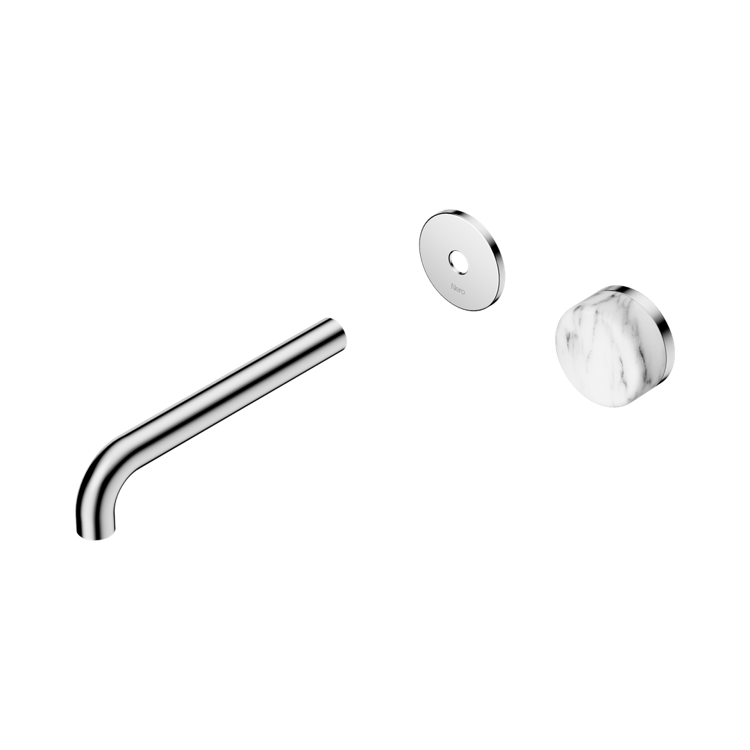 Nero Serenity Progressive Wall Basin Mixer 185Mm Spout With Arabescato Corchia Handle Trim Kit Only Chrome