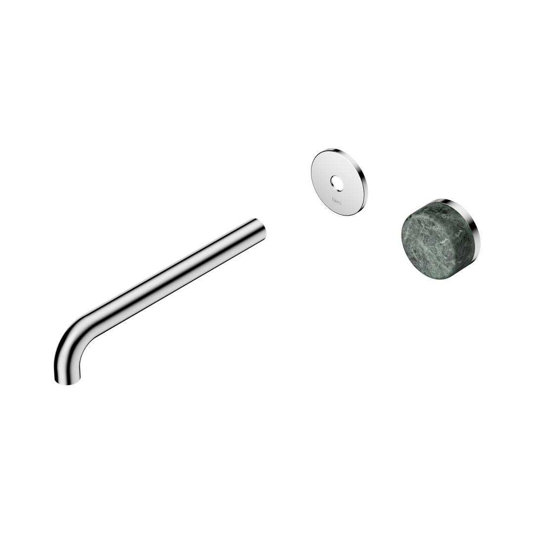 Nero Serenity Progressive Wall Basin Mixer 220Mm Spout With Verde Alpi Handle Trim Kit Only Chrome