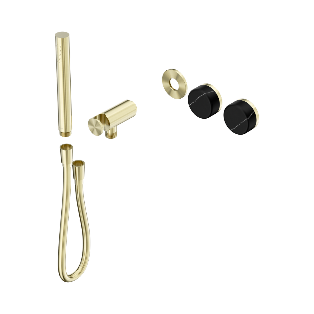 Nero Serenity Progressive Shower System With Marquina Black Handle & Slim Shower Trim Kit Only Brushed Gold