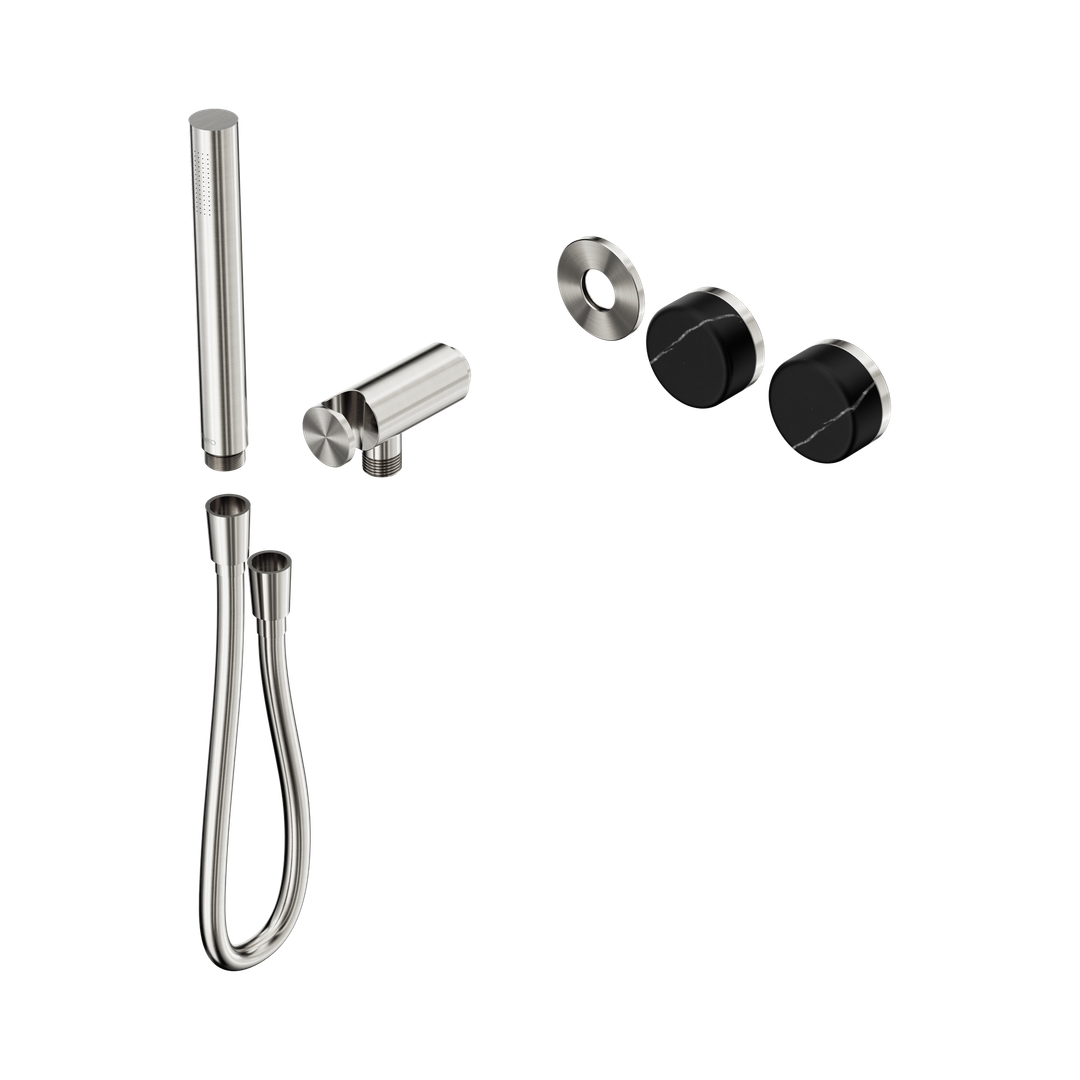 Nero Serenity Progressive Shower System With Marquina Black Handle & Slim Shower Trim Kit Only Brushed Nickel